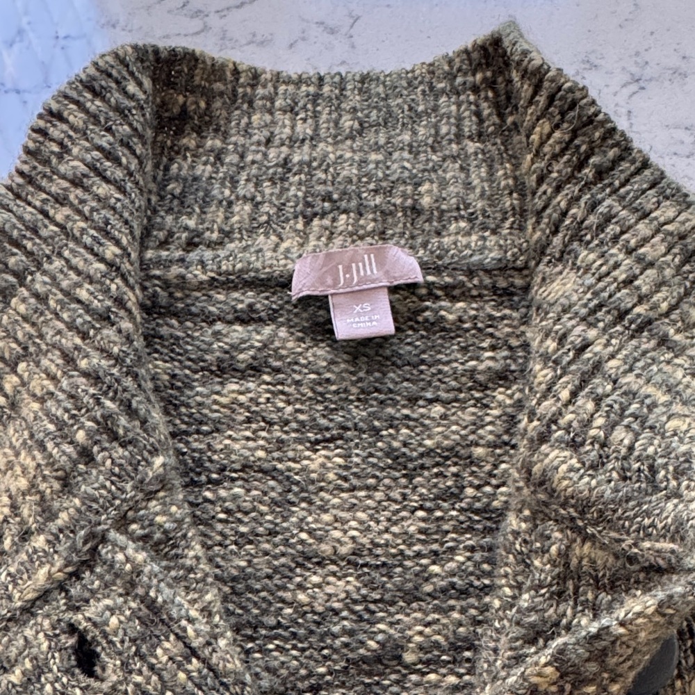 J. Jill Olive Mix Textured Knit Cardigan